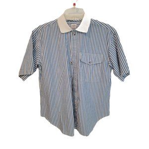 J.G. Hook Blue White Stripes Button Up Top Shirt B